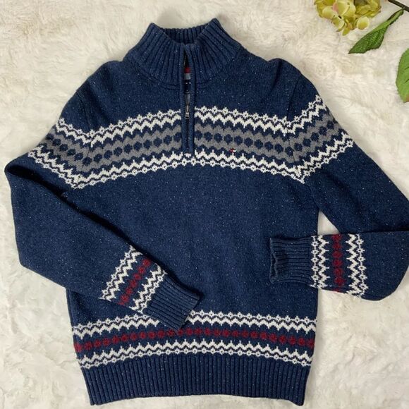 Men’s Tommy Hilfiger Fair Isle 1/4 zip sweater - Picture 1 of 5